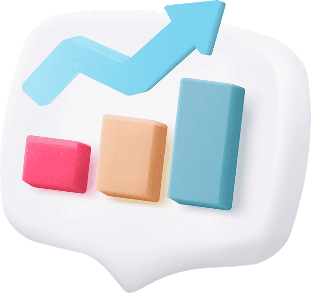 3D chart showing team metrics growing