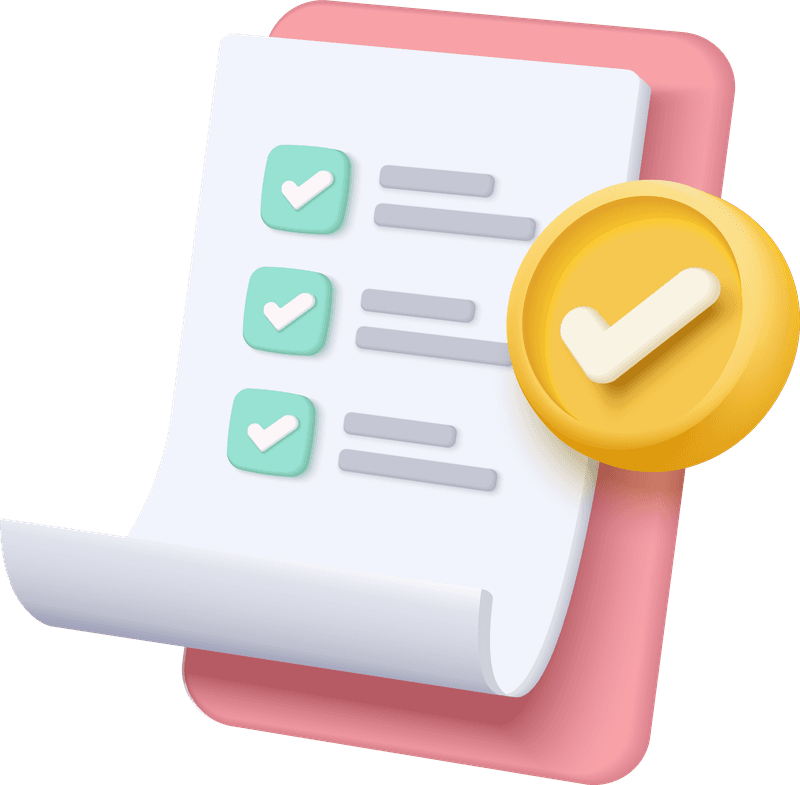 Approved checklist with a gold seal